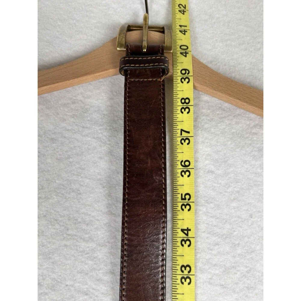 Eddie Bauer worn Italian leather solid brass belt buckle belt 34 in